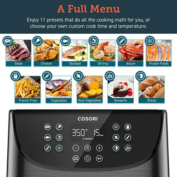 COSORI Air Fryer,Max XL 5.8 Quart,1700-Watt Electric Hot Air Fryers Oven & Oilless Cooker for Roasting,LED Digital Touchscreen with 11 Presets,Nonstick Basket,ETL Listed(100 Recipes) 4