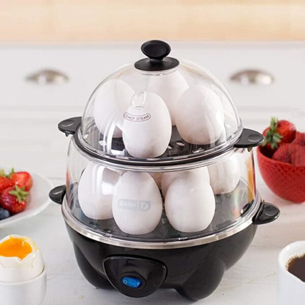 Dash DEC012BK Deluxe Rapid Egg Cooker Electric for for Hard Boiled, Poached, Scrambled, Omelets, Steamed Vegetables, Seafood, Dumplings & More 12 Capacity, with Auto Shut Off Feature Black 2