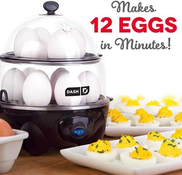 Dash DEC012BK Deluxe Rapid Egg Cooker Electric for for Hard Boiled, Poached, Scrambled, Omelets, Steamed Vegetables, Seafood, Dumplings & More 12 Capacity, with Auto Shut Off Feature Black 3