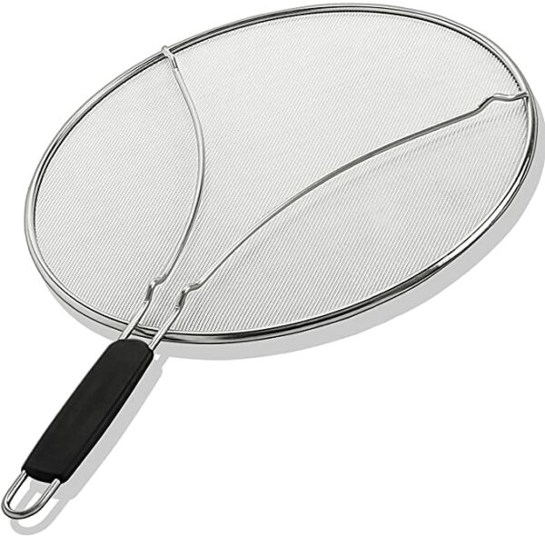 Grease Splatter Screen for Frying Pan 13" - Stops 99% of Hot Oil Splash - Protects Skin from Burns - Splatter Guard for Cooking - Iron Skillet Lid Keeps Kitchen Clean - Stainless Steel 5