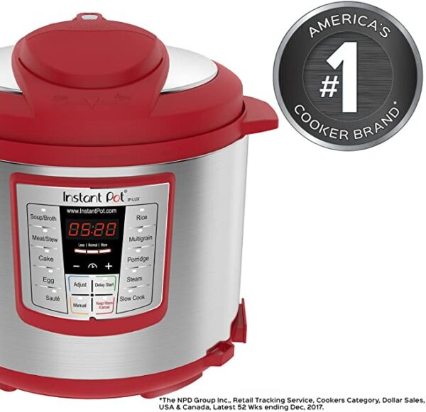 Instant Pot Lux 6-in-1 Electric Pressure Cooker, Slow Cooker, Rice Cooker, Steamer, Saute, and Warmer|6 Quart|Red|12 One-Touch Programs 3