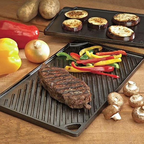 Lodge Pre-Seasoned Cast Iron Reversible Grill/Griddle, 16.75 Inch x 9.5 Inch, Black 2