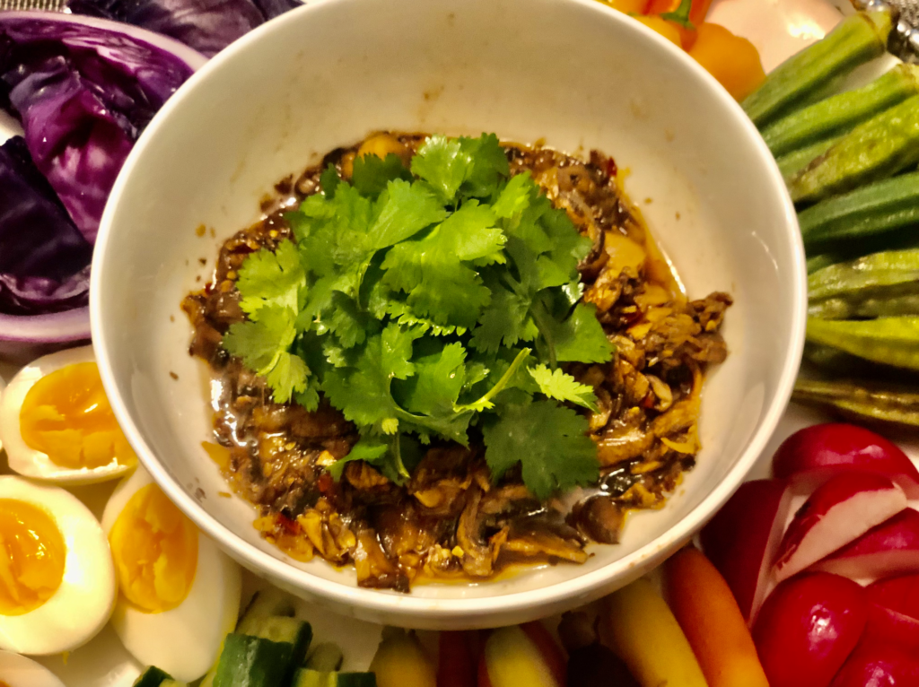 Tantalizing Thai Mushroom dip with vegetables 1