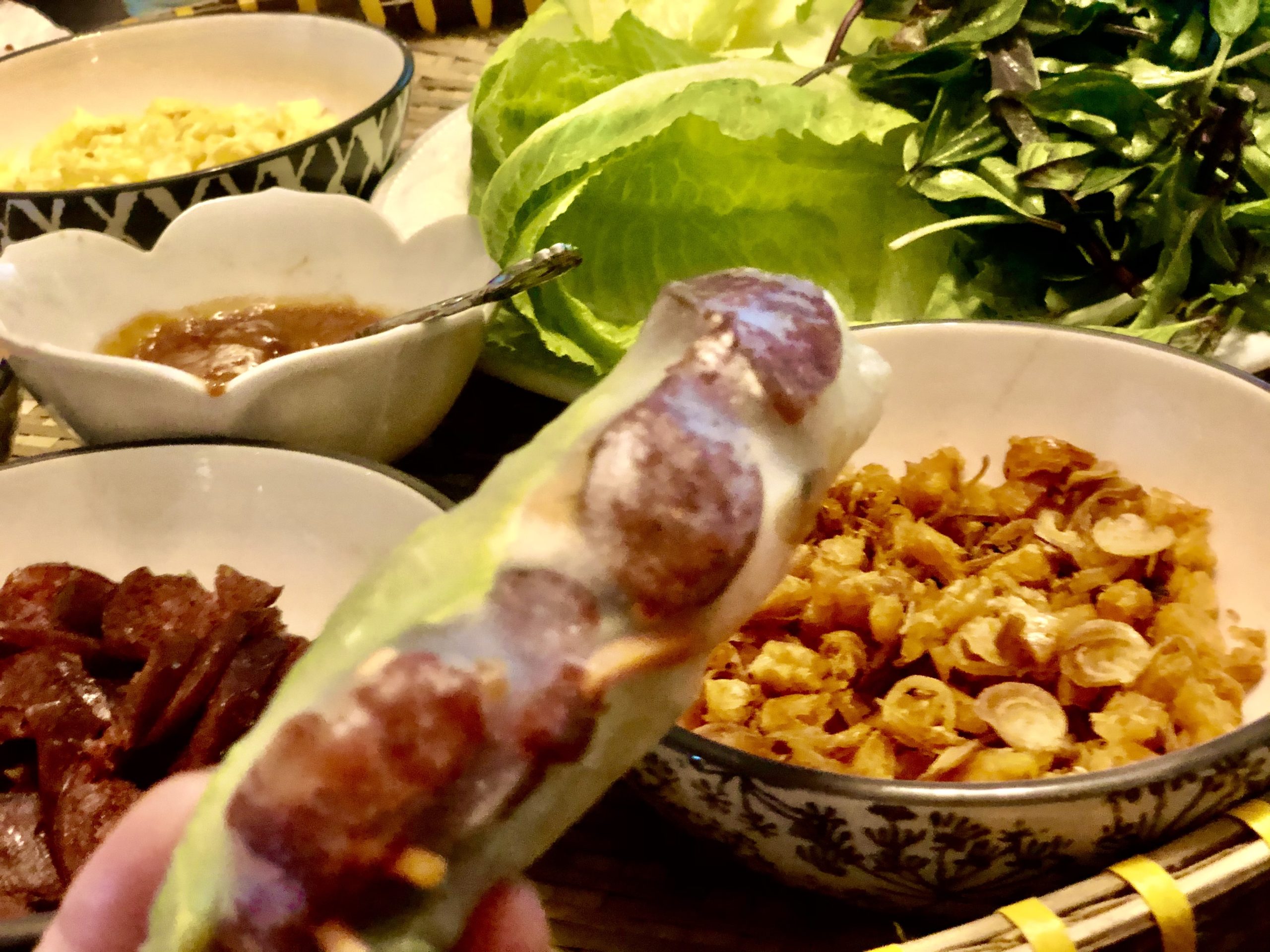 How to Wrap and Roll Vietnamese fresh Chinese sausage with Jicama - Bo Bia 1